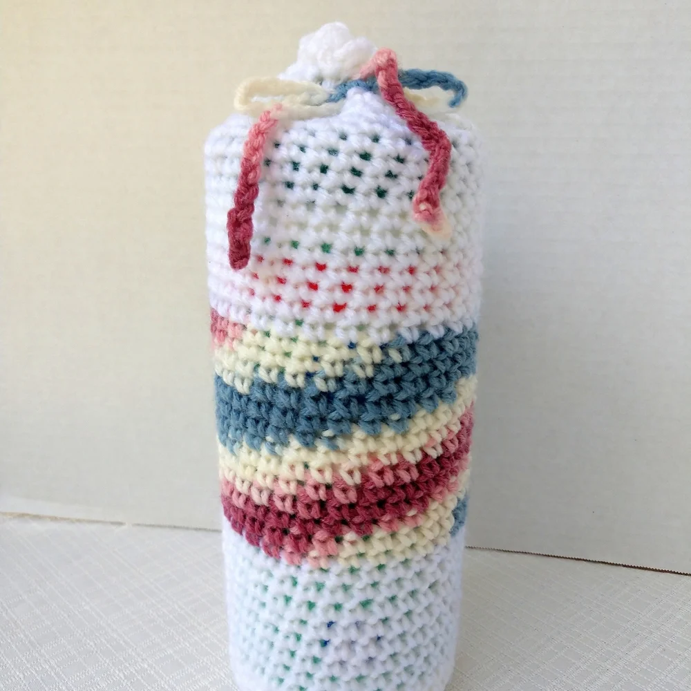 Bottle Vase Cover Hand Crafted Botanical Cotton Knit Gift Bar Cart Essential